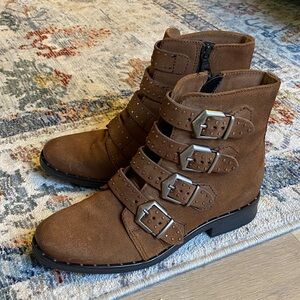 BRAND NEW! Miz Mooz Edgy Leather Studded Leather Ankle Boots Brown - Size 6.5